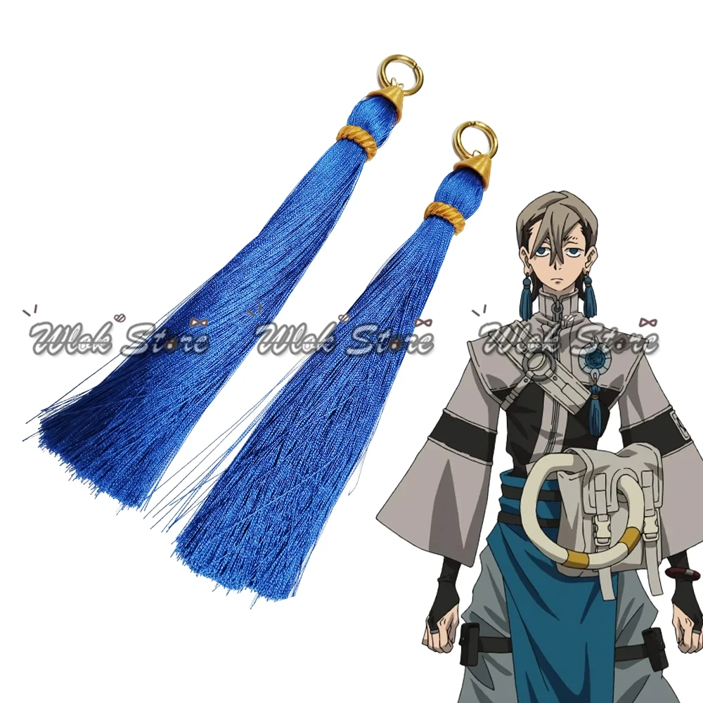 

Anime Zanka Nijiku Cosplay Earrings 16CM Blue Tassel Ear Clips For Men Women Halloween Party Role Play Costume Accessories