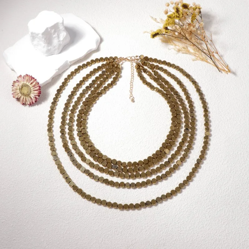 

Персонализированное ретро-колье в стиле многослойного дизайна, легкое и роскошное, из сплава, для женщин старше 50 лет