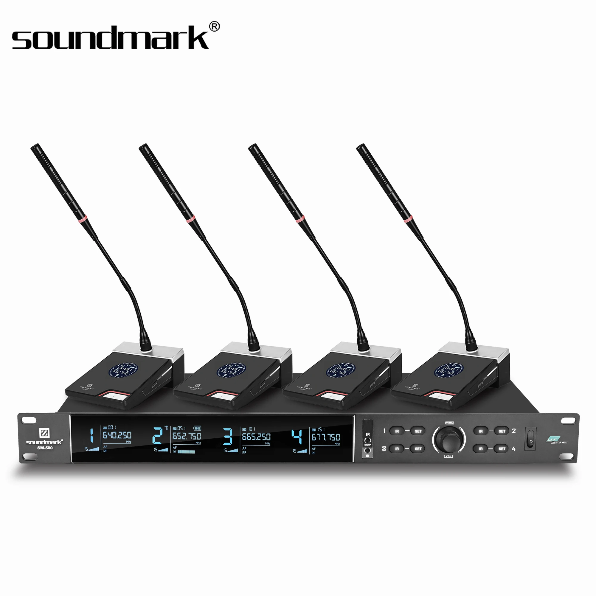 

SM-500 Wireless Digital 2-Channel Noise Cancelling KTV Project Karaoke Microphone Infrared Sensor AA Battery XLR 100m