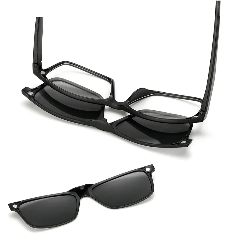 Small Square Frame 2 In1 Magnetic Clip On Glasses Frames Stylish Outdoors Cat Eye Eyeglasses Fashion Polarized Sunglasses
