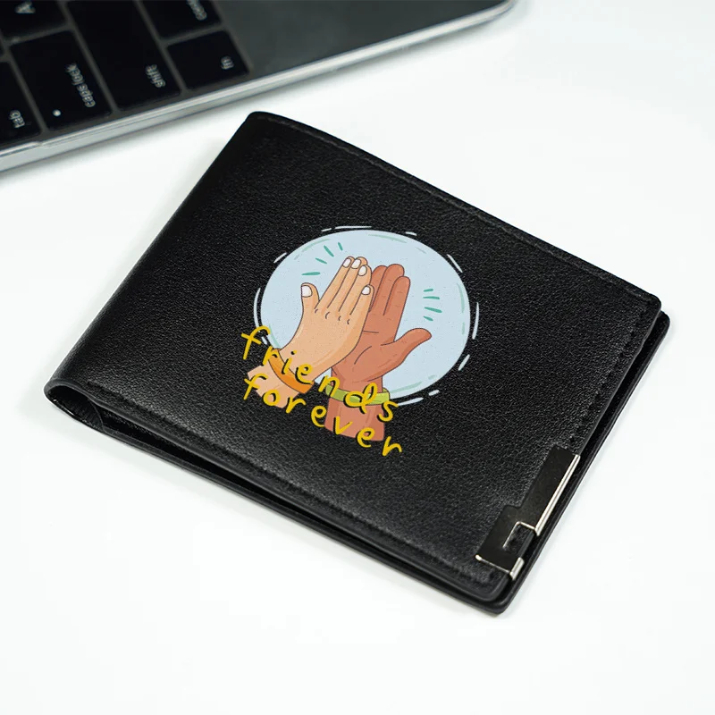 친구들과 함께 영원히 남자들을 위한 미니멀리스트 PU 지갑 세련된 컴팩트 디자인 가볍고 내구성이 뛰어난 일상 필수 패션 액세서리