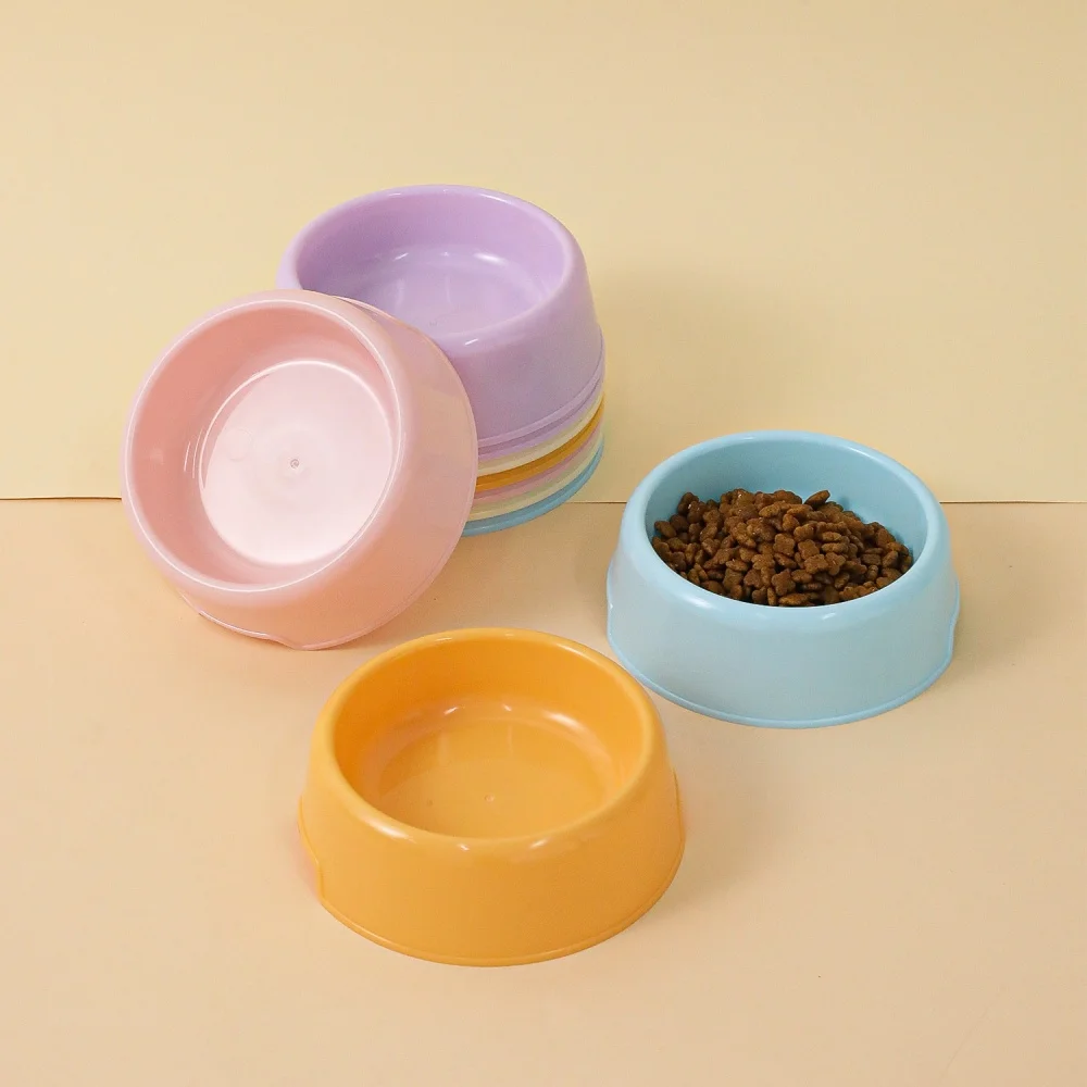 Cat Dog Plastic Pet Bowl Feeding Dish for Puppy Kitten Drop-Resistant Home Daily Feeding Pet Shop Lightweight