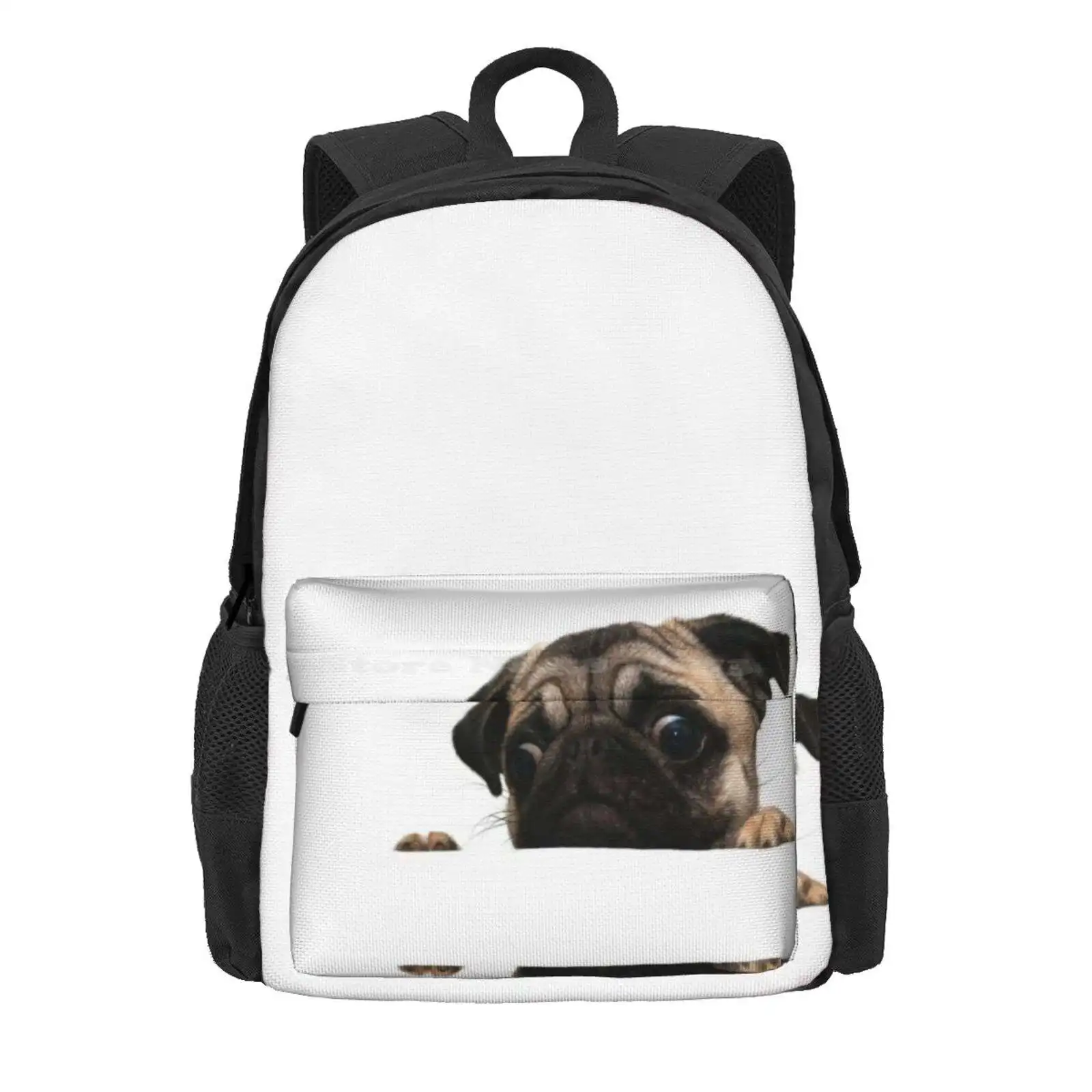 Worried Pug Hot Sale Schoolbag Backpack Fashion Bags Dog Puppy Cute Sweet Kawaii Face Eyes Ears Dark Brown Adorable Puggle Baby