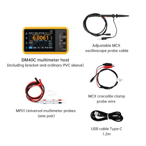 AT32 DM40 Digital Multimeter, 4.5-digit Handheld 3-in-1 Device with Oscilloscope and Signal Generator