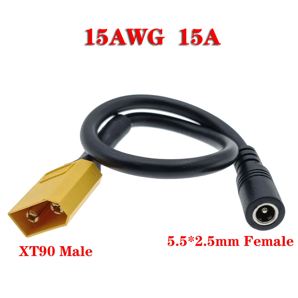 1PC XT90 Plug Female Male To DC 5.5*2.1mm 5.5*2.5mm 5521 5525 Connector Battery Charging Adapter Cable Conversion Wire 15AWG 15A