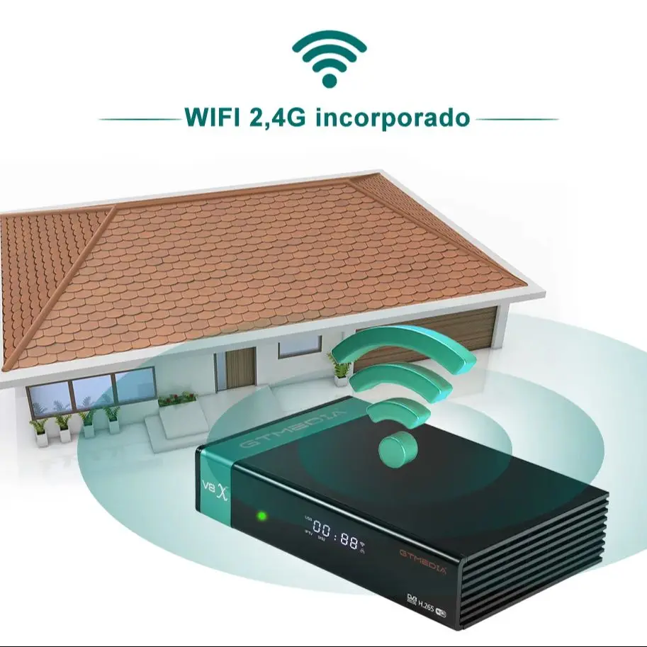 جهاز استقبال الأقمار الصناعية GTMEDIA V8X DVB-S/S2/S2X 1080P Full HD HEVC Main 10 Profile H.264 2.4G Wifi Ethernet ترقية LACAM 61W 70 M3U