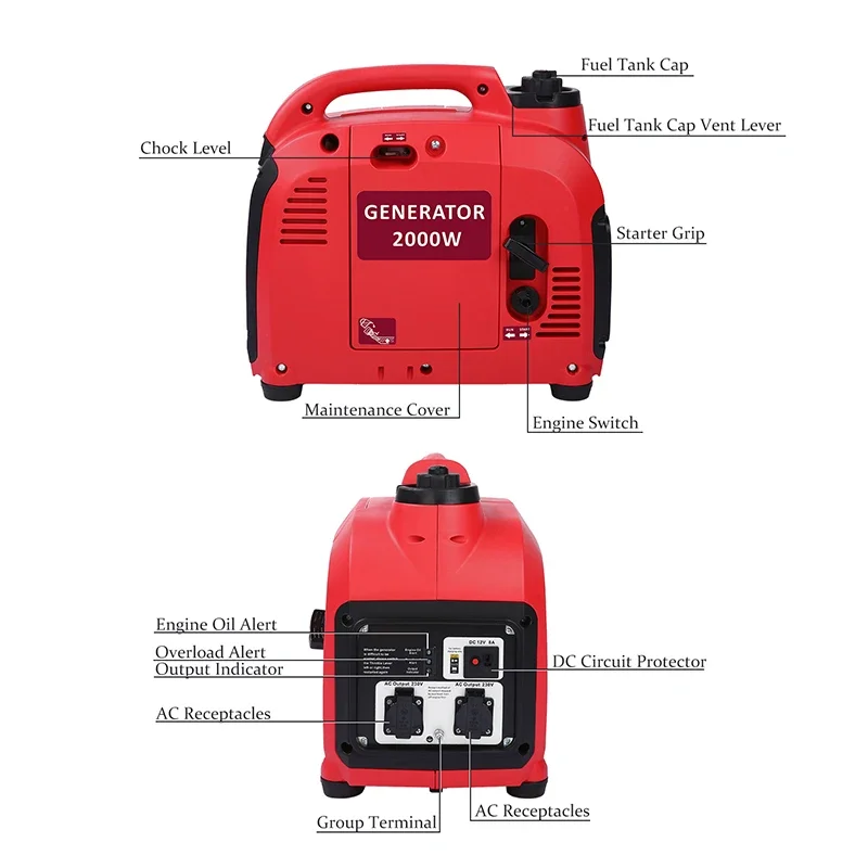 YUNYI-KB2500i Gerador Elétrico Portátil, Gerador de Gasolina Monofásico, 24 Volts, 2kW, Preço