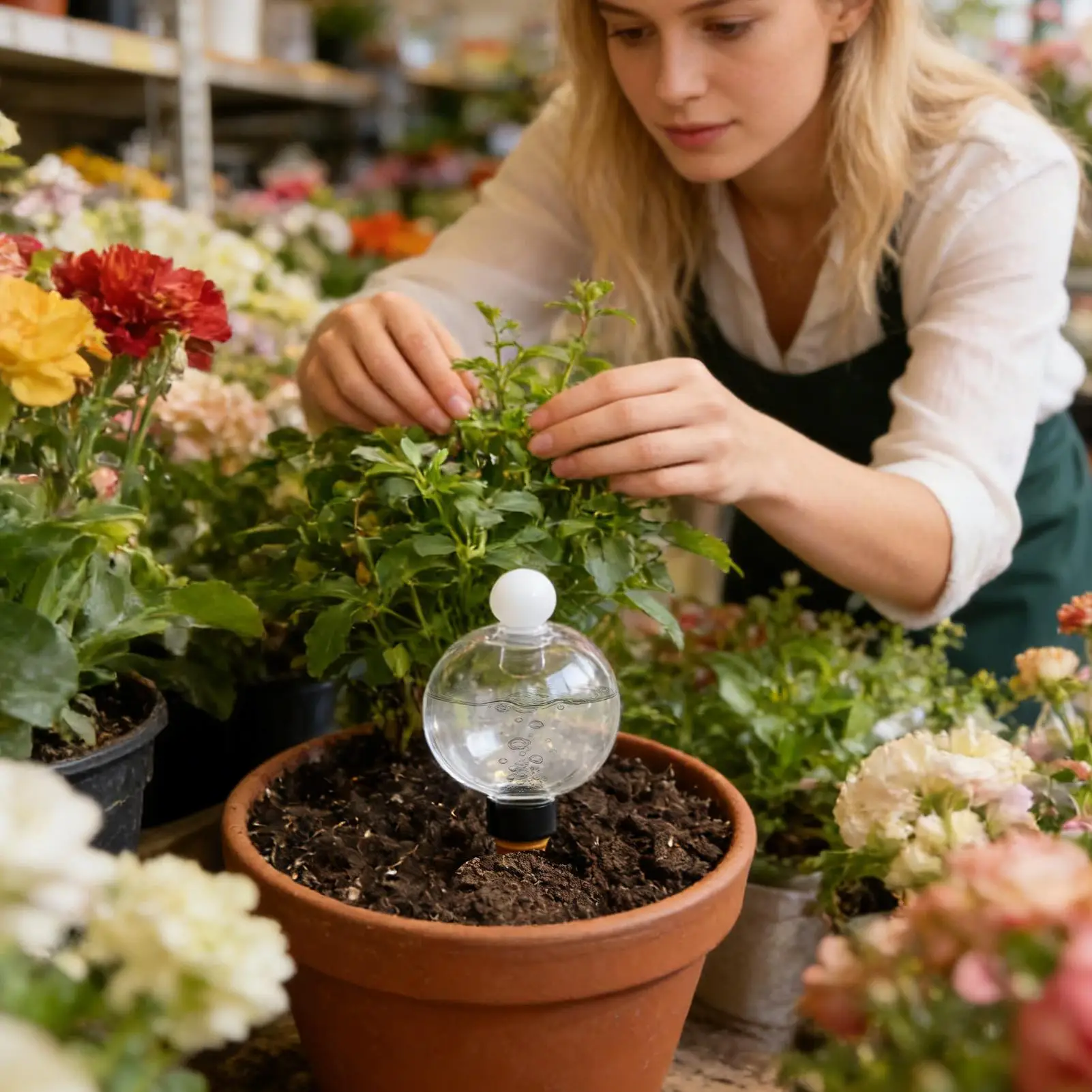 Plant Watering Bulbs 4 Pieces with Lid Clear Automatic Water Globes Plant Watering Devices for Indoor Outdoor Home Yard Patio