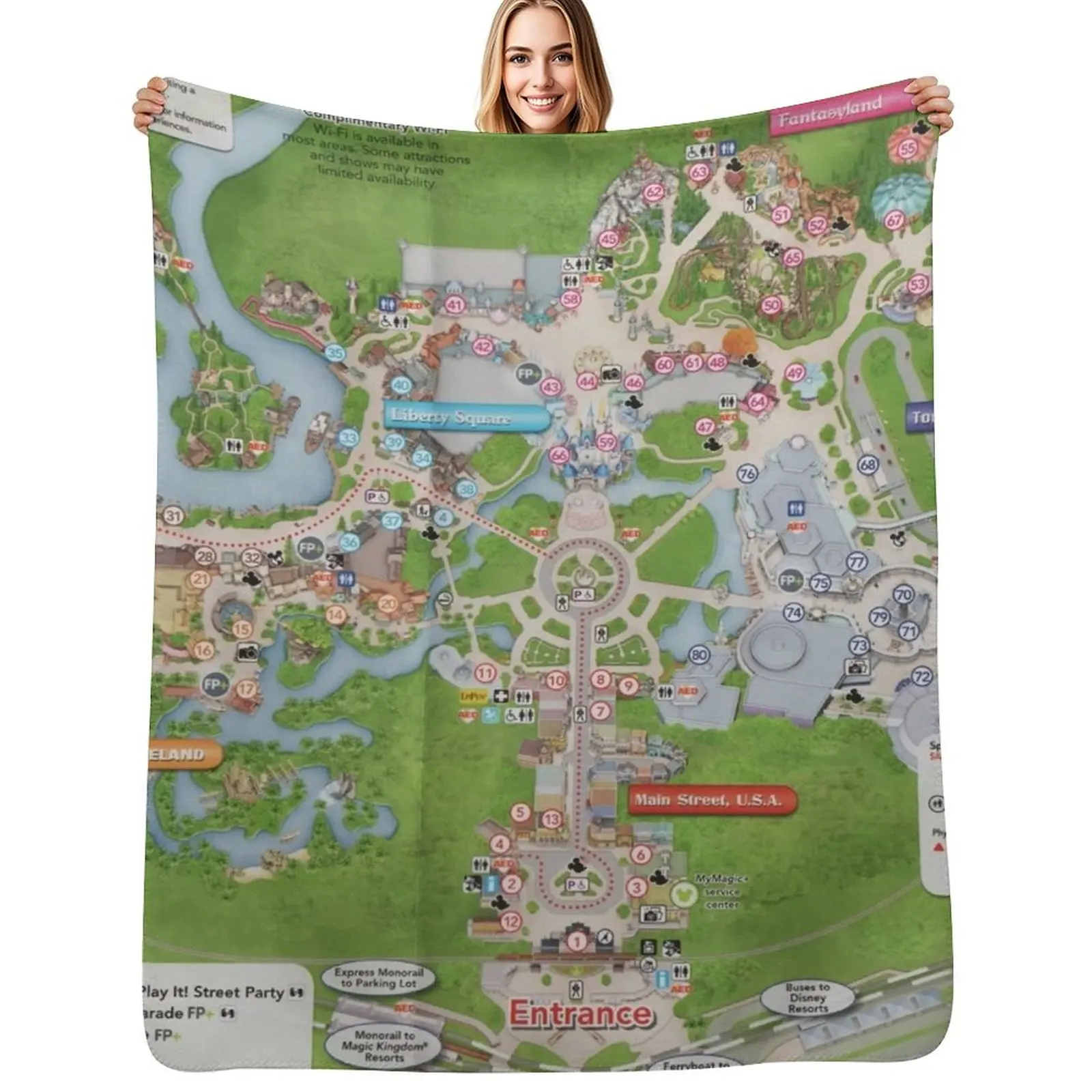 

Magic Kingdom Map Throw Blanket manga Heavy Custom Sofa Throw Blankets