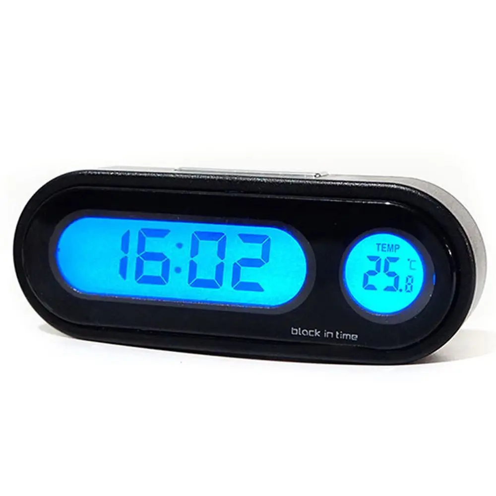 LCD Backlight Mini Auto Watch Car Ornament Automotive Hygrometer Car Clock Electronic Clock Digital Clock Thermometer Clock