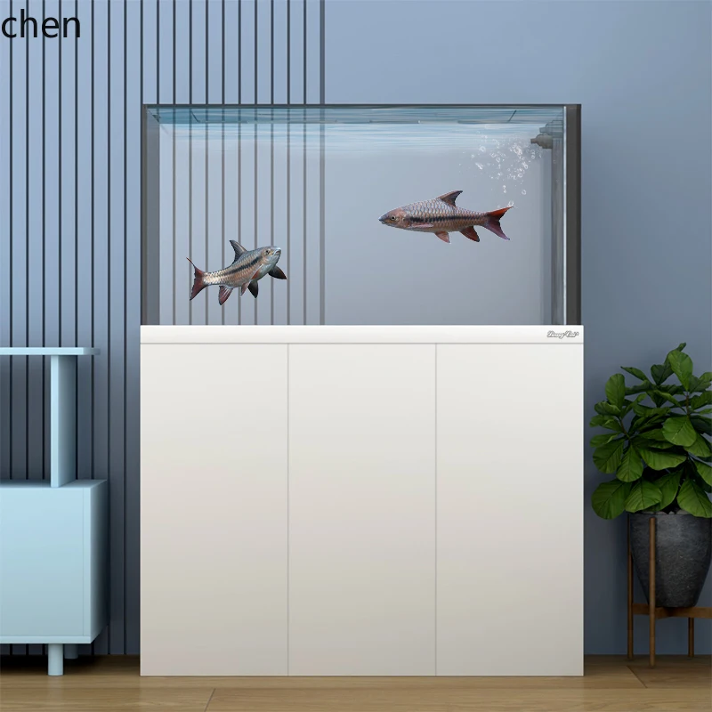 

LXC bright color extremely narrow side overflow ultra-white office ecological bottom filter integrated dragon fish tank