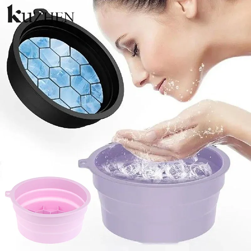 Collapsible Silicone Face Ice Bath Tray Cold Therapy For Facial Puffiness Portable Cryo Skin Tool Travel Beauty Bowl Facial Tool