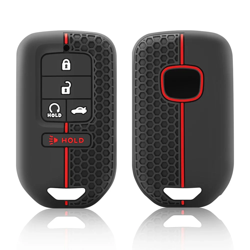 5 Button Silicone Remote Car Key Case Cover For Honda Civic Accord Cr-v Pilot Crv 2015 2016 2017 2018 Holder Shell Protector