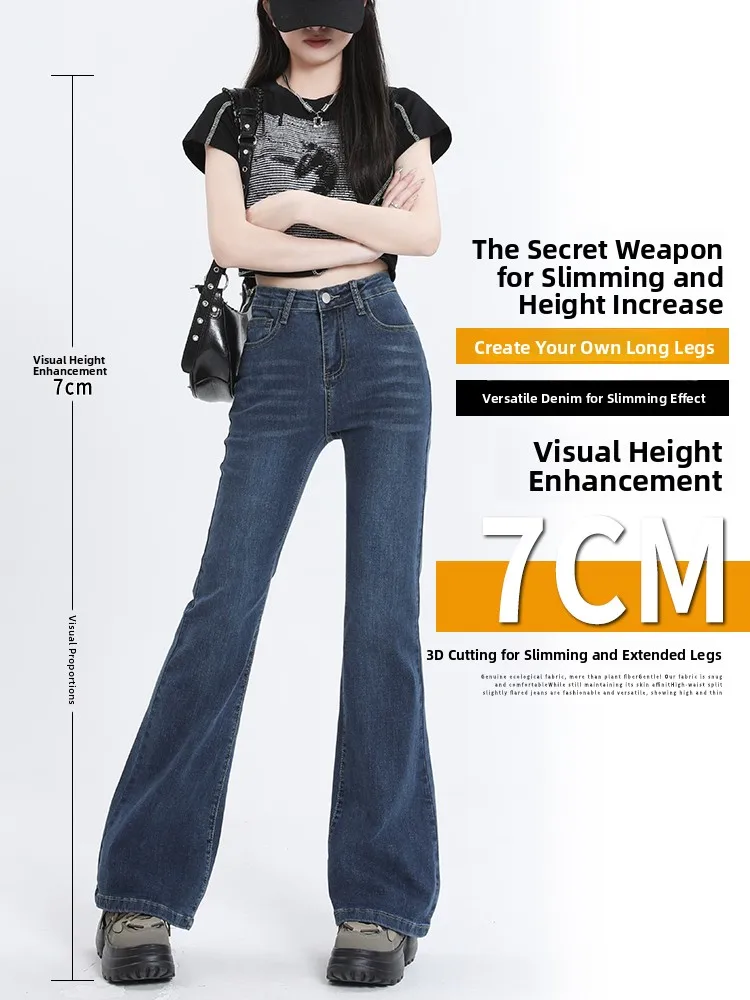 Chic Vita alta Bell Bot Jeans Donna Primavera Autunno Nuovo Sle Dimagrante di grandi dimensioni Vintage Dra Piano Lunghezza Zoccolo...