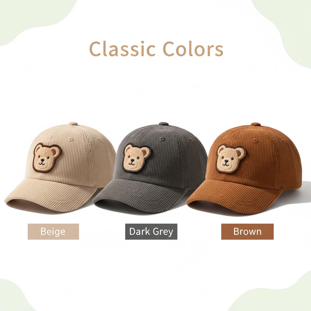 Children's soft brimmed duckbill cap super cute little bear hat, trendy baseball cap for toddlers