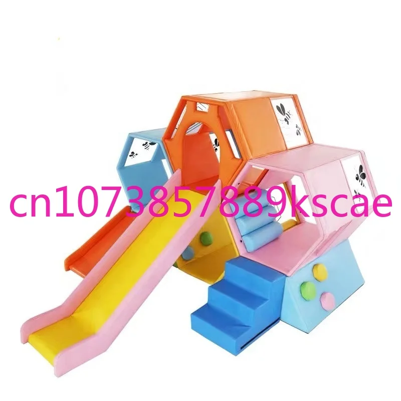 High quality rock climbing combination indoor children's play honeycomb soft sliding sensory training soft play set equipment