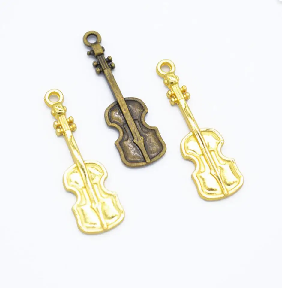 20pcs 29*8mm Antique Silver Color Violin Charms For Jewelry  F0469