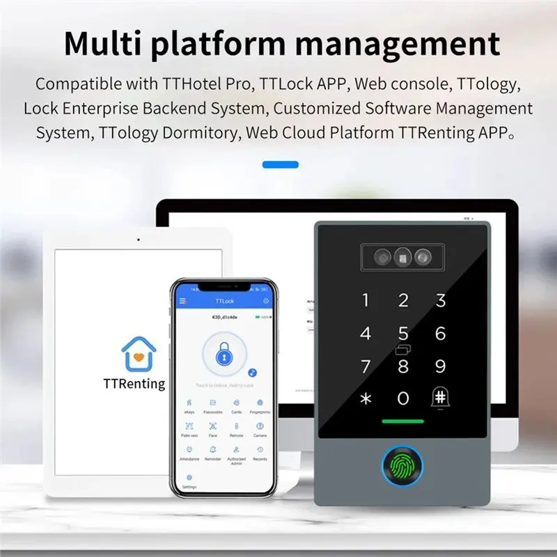 B04C-Palm Vein TTLOCK APP WIFI Access Control IP67 Rating Time Attendance 3D Face Facial Recognition 13.56MHZ RFID+ Fingerprint