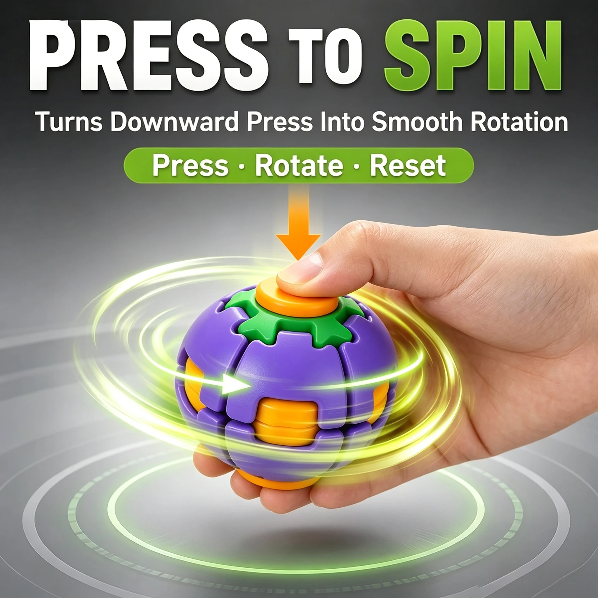 2 in 1 Press Auto Rotating Fidget Ball One Click Rotation Pressure Relief Portable Fidget Rotator Office Anxiety Calm 2026