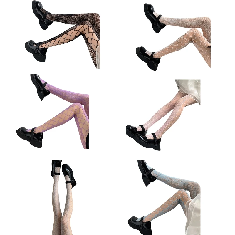 

Women Gothic Fishnet Lace Pantyhose Rose Leaves Patterned Side for Cross Hole Ti Drop shipping