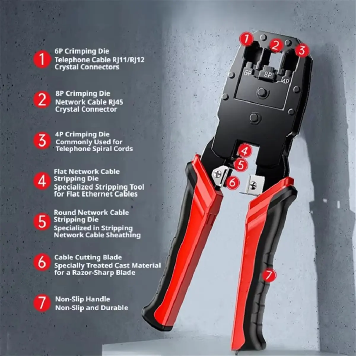 RJ45 Crimper Tools Crimping Pliers Ethernet Network Cable Crimper Cutter for 8P/6P/4P RJ45 RJ11 Precise Stripper Plier