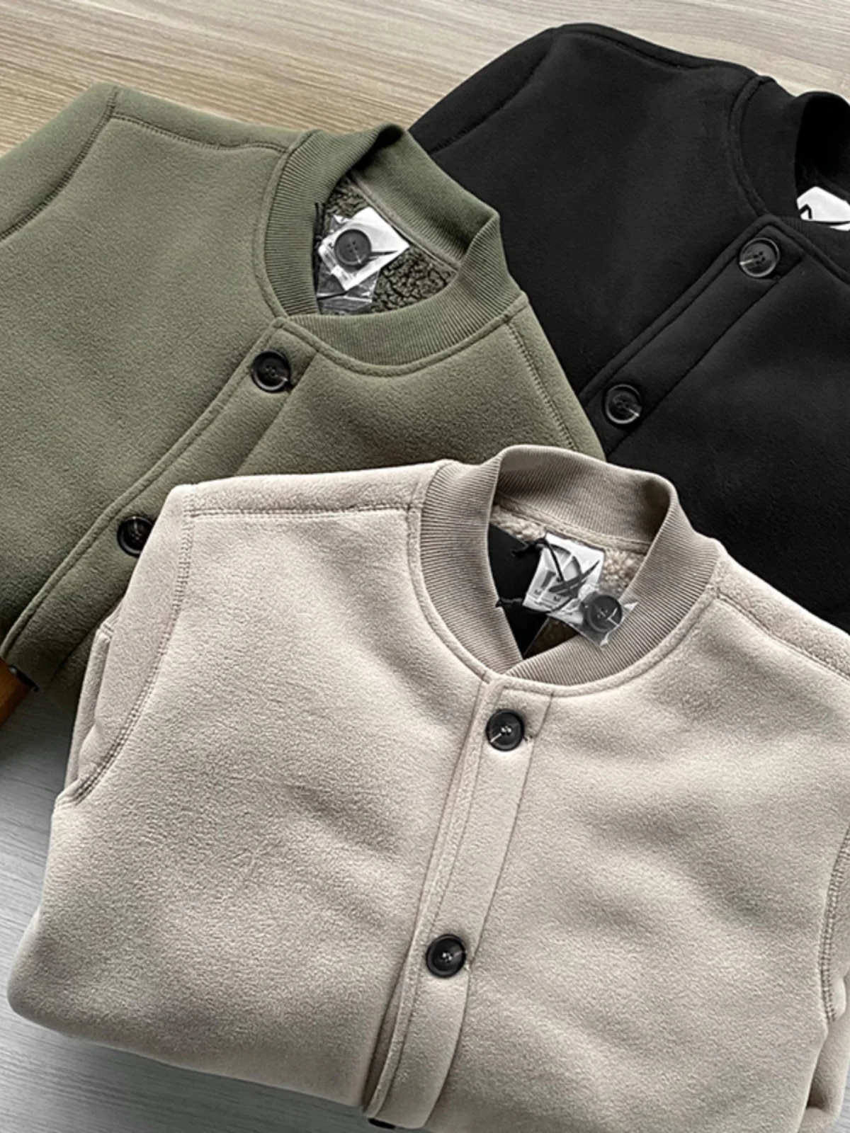 

American Retro Fce Lined Baseball Collar Jaet Men's Faion Outerwear Autumn Winter Stand Fit Youth ular Long Sve