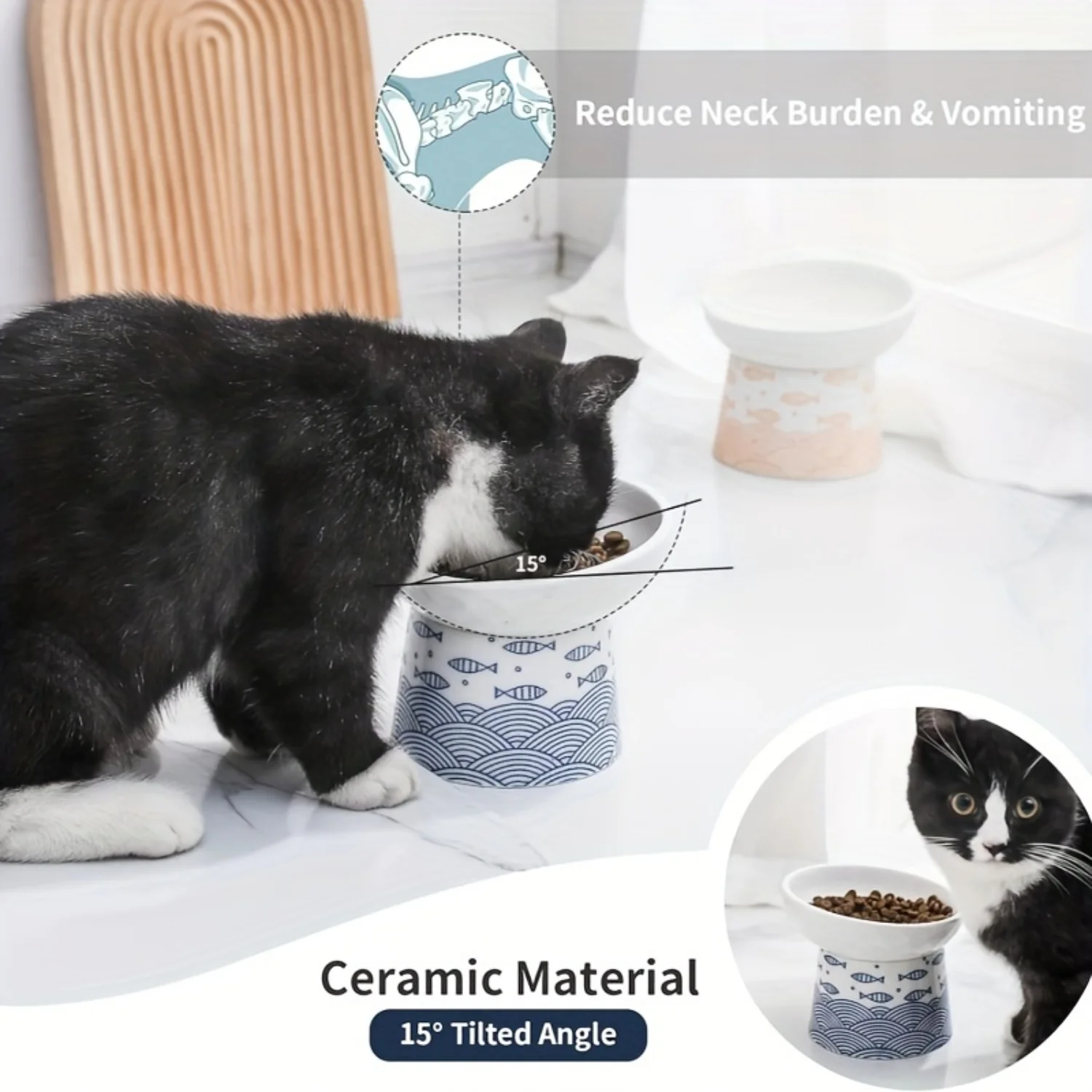 Comedero Ergonómico para Gatos de Cerámica: Plato Elevado e Inclinado para una Digestión Saludable, Menos Derrames Cat toys