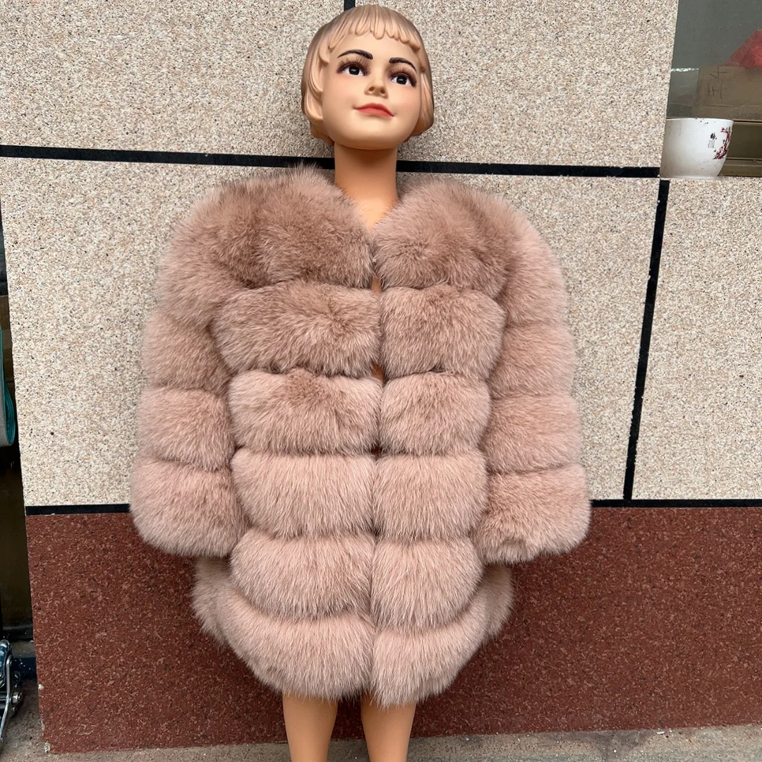 HUA QIU MEI SI new children's fur coat long children real fox fur coat for winter warmth 100% Kids real fox fur coat long
