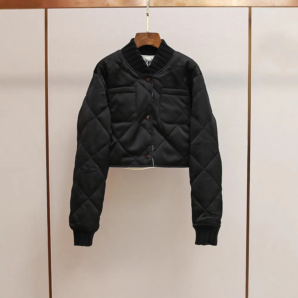 

Winter New Fashion Retro Simple Short Casual Versatile Women's Jacket Cotton Coat Stylish Commute Style Polyester Fiber