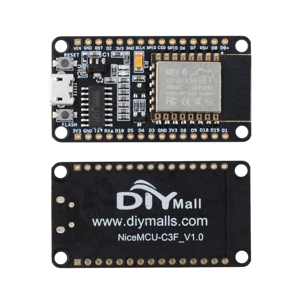 Placa de desenvolvimento WiFi Blue-Tooth, NiceMCU-C3F, V1.0, ESP32-C3, 32 bits, RISC-V, processador de núcleo único, 4MB Flash para projeto Smart IOT