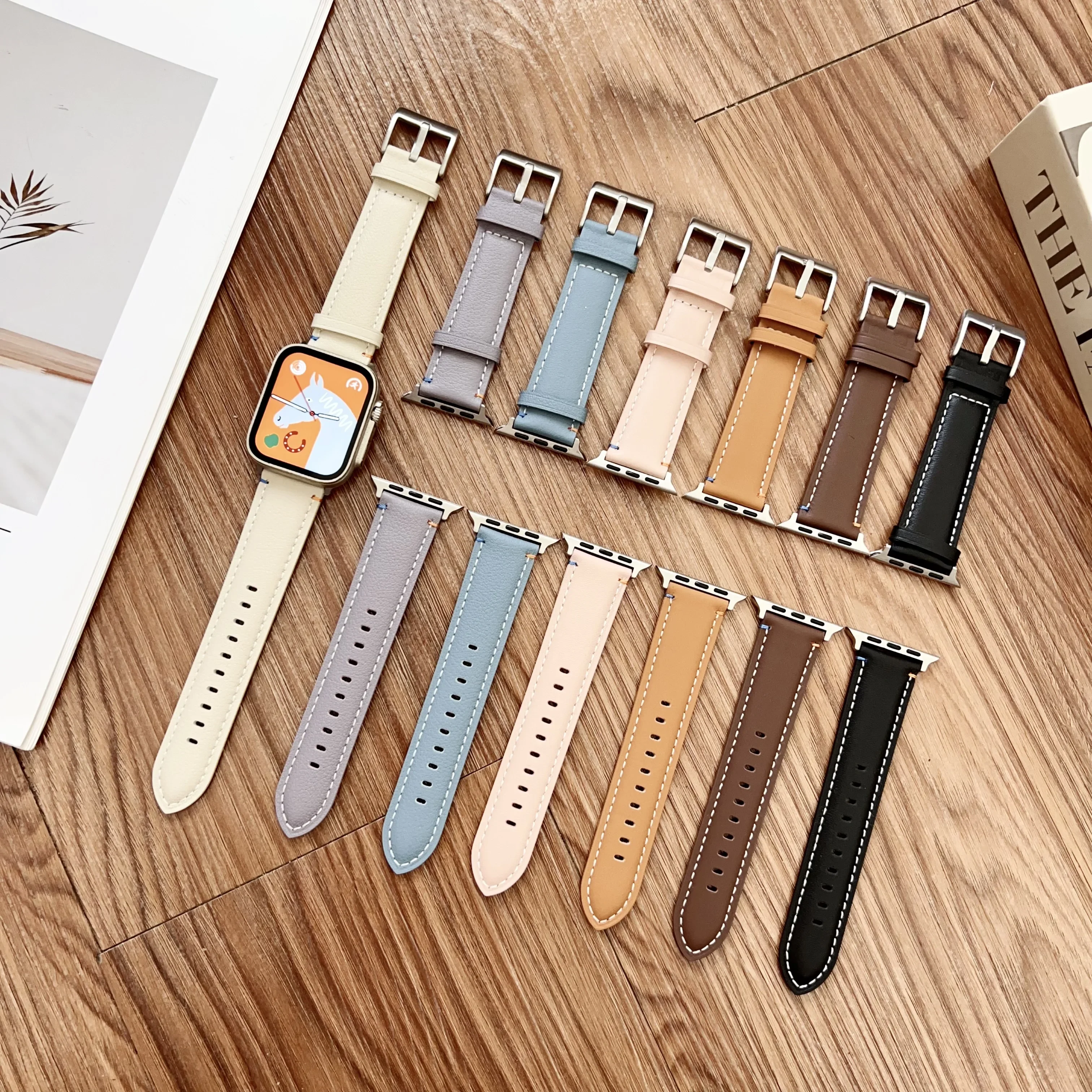 For Apple Watch Strap Fashion Leathe Band For iWatch Ultra 2 49mm 45mm 41mm SE 42mm 44mm 38mm 40mm series