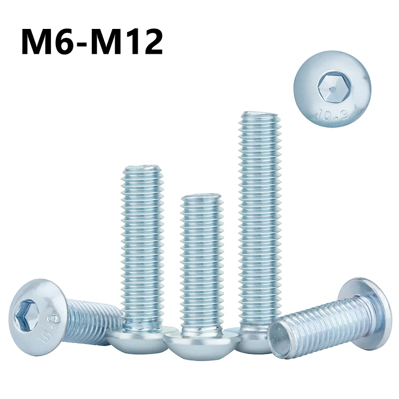 2~20Pcs Carbon Steel Zinc Plated Hex Round Pan Mushroom Head Screw M6 M8 M10 M12 Allen Button Head Bolt Truss Screws