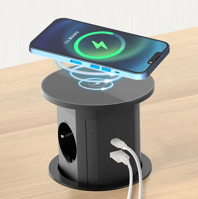 Factory 2 EU/UK Ports Retractable Socket with PD20W USB-C Super Fast Charge Kitchen Pop up Power Sockets