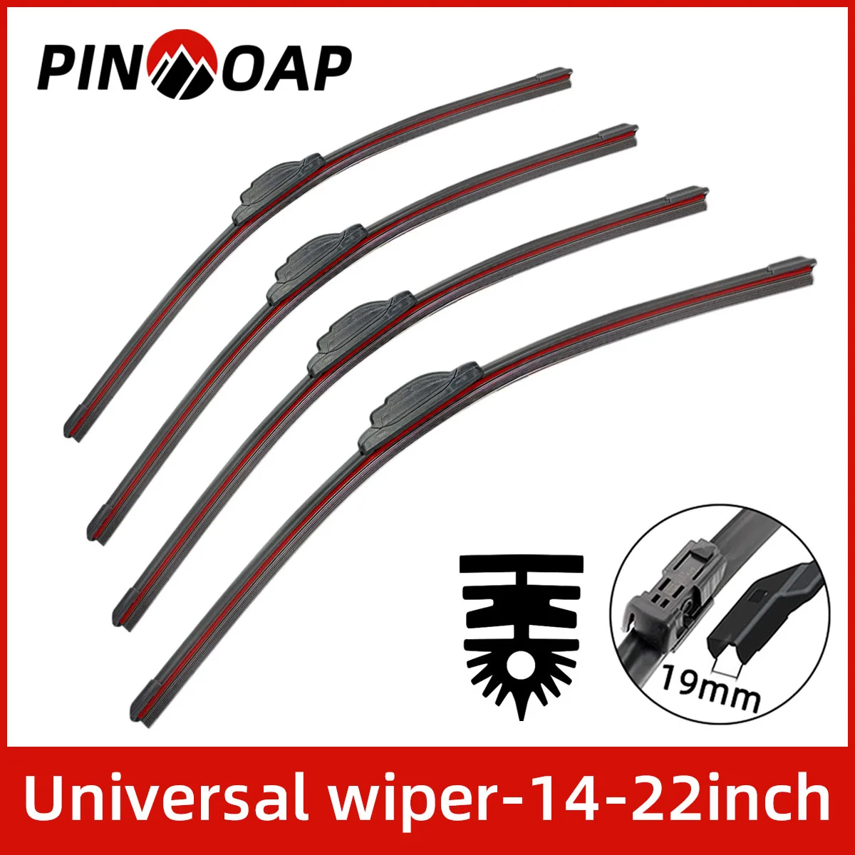 PINMOAP 1PC Automotive General Wiper Front Windshield Wiper Blades 14-22inch Natural Rubber Silent 11 Layer Wiper Car Wiper