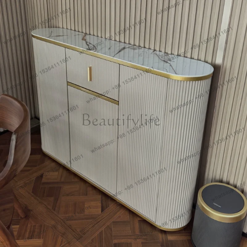 LDHome Luxury ultra thin dining side cabinet light luxury modern simple rock slab living room locker sideboard cabinets