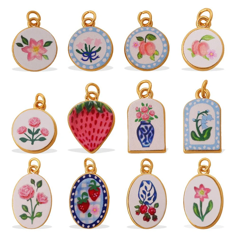 1pc Oval Pendant Hand-painted Vintage Country-style DIY Bracelet Necklace Pendant