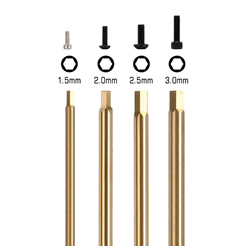 

4Piece Coated Screwdriver Set Precisions Tip 1.5/2/2.5/3.0mm Allen Wrench for Remote Control Vehicle Assembly Repair
