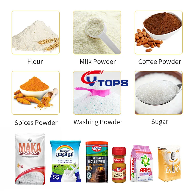 VTOPS Tabletop Cosmetics Powder Dispenser Sugar Dosing Auger Filler Dry Powder Filling Packing Machine