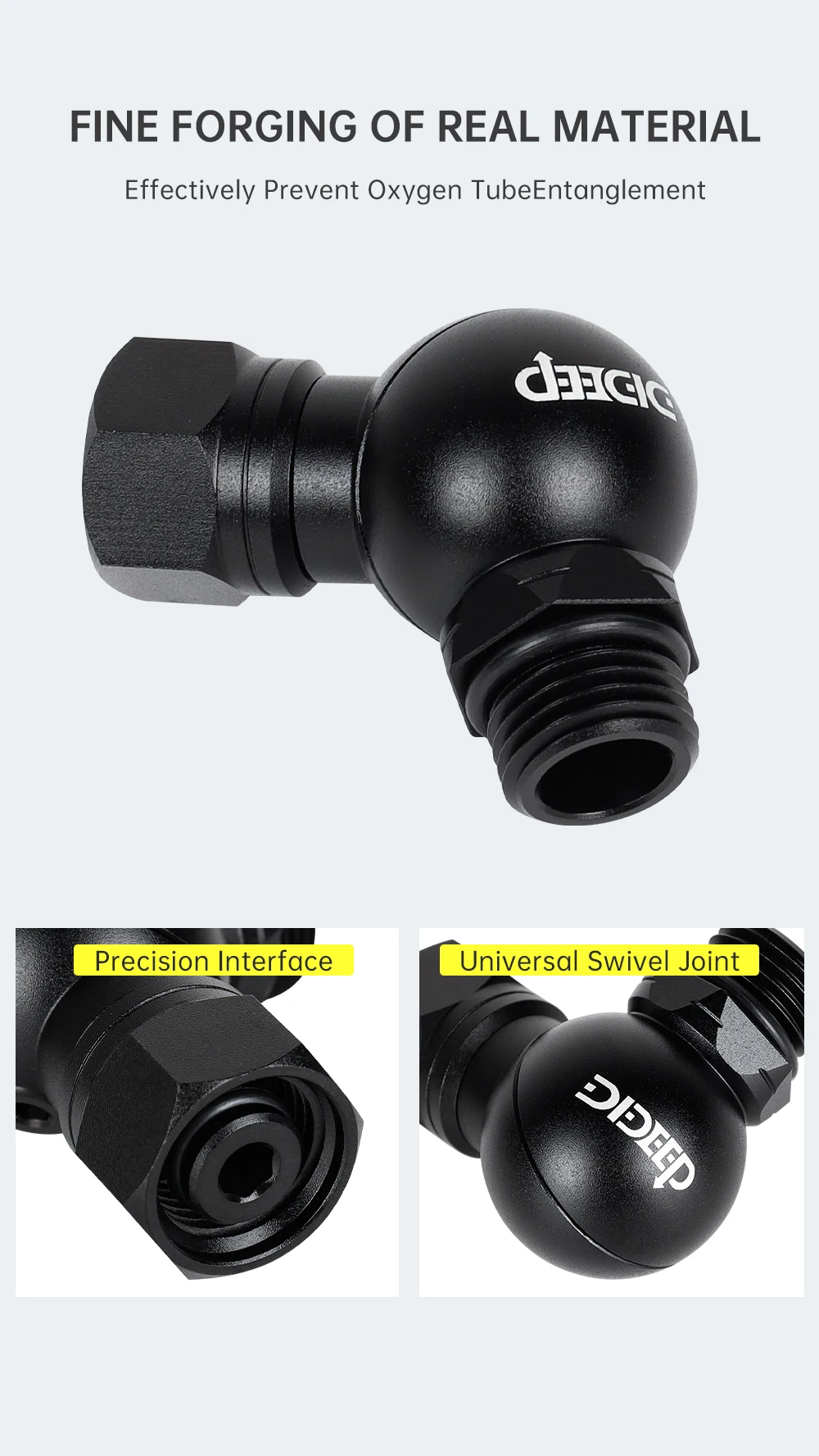 DIDEEP 360-Grad-drehbarer Schlauchregler-Adapter für Tauchzubehör, Zweistufiger Regleranschluss aus Aluminiumlegierung – Detail 3