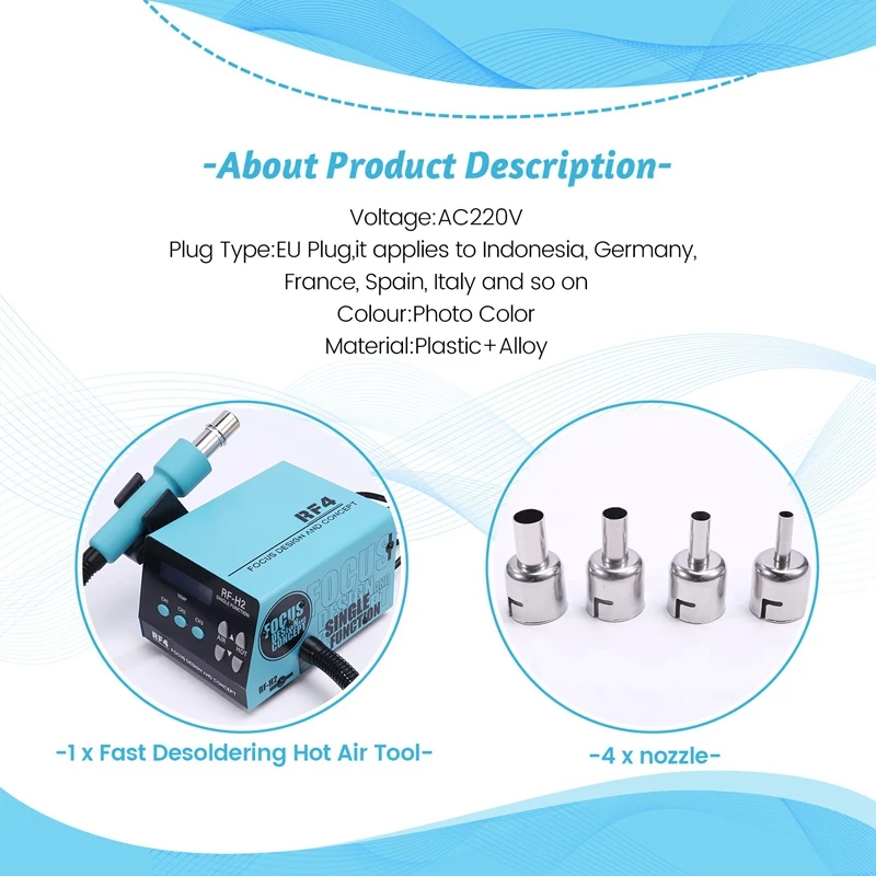 RF-H2 1000W Fast Desoldering Hot Air Tool Soldering Station Digital Intelligent BGA Rework Station To PCB Chip