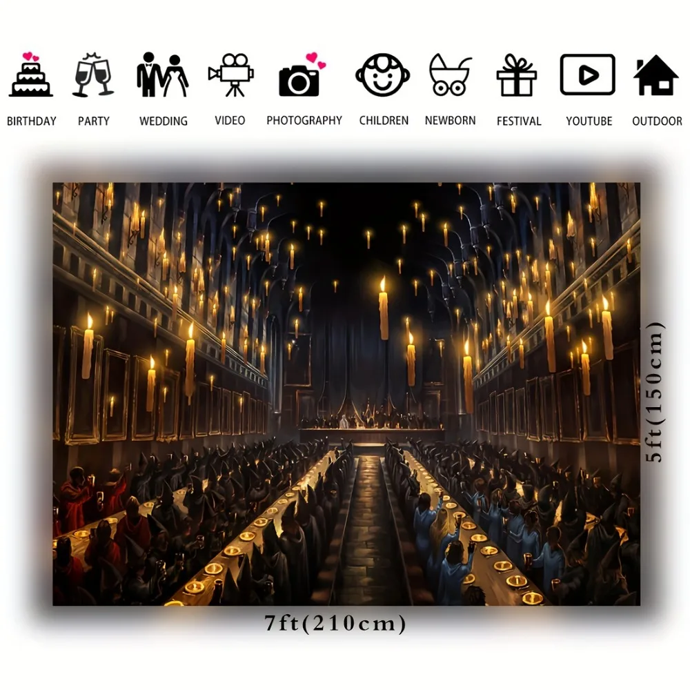 Magic school background Castle Wizard Background Candle Church Photo theme Party decoration Studio props