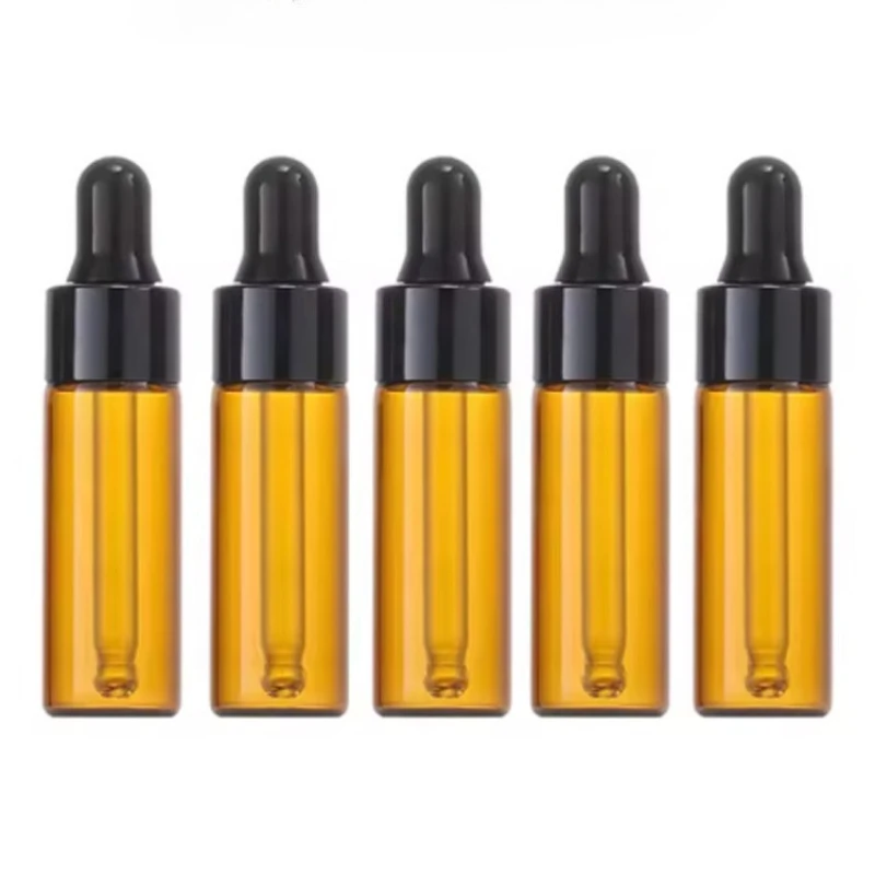 50Pcs 5ml 앰버 유리 에센셜 오일 병 오일 혼합물 향수 실험실 화학에 대 한 빈 리필 여행 액체 샘플 유리 병