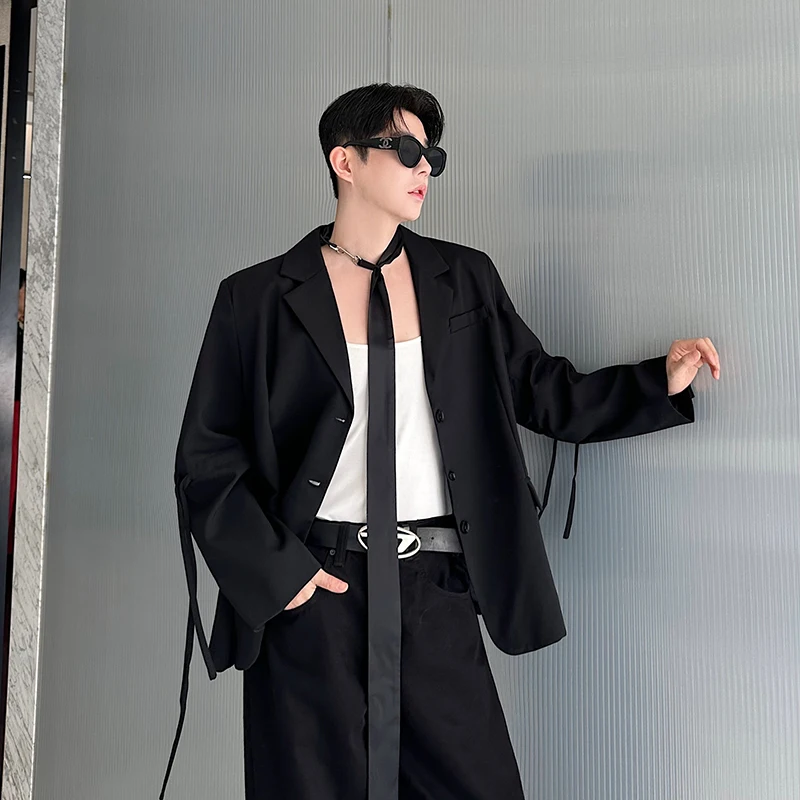 

Мужской свободный пиджак Bla Loose: модный, деконструированный, для клуба и улицы, повседневный, классический воротник, длинный рукав, осень-зима