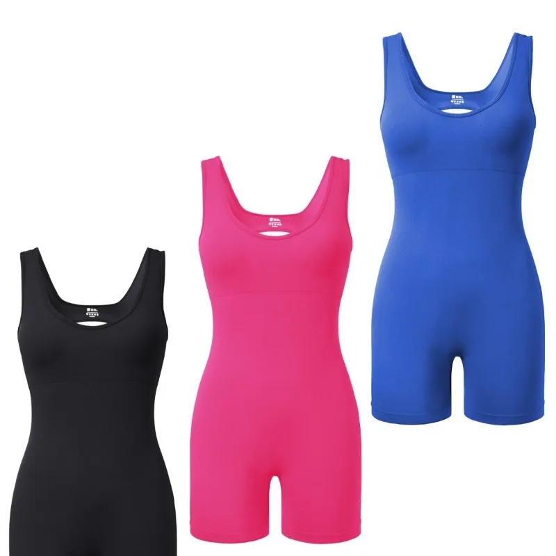 

Sexy Back Shapewear Women's Sleeveless Slim Fit Vest Jumpsuit Sports Fitness Running Jumpsuit Yoga Suit High Elastic Skinny