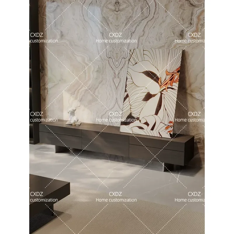 Modern Simple Solid Wood TV Cabinet Combination Living Room Floor Storage Unit Light Luxury High End Customizable Home