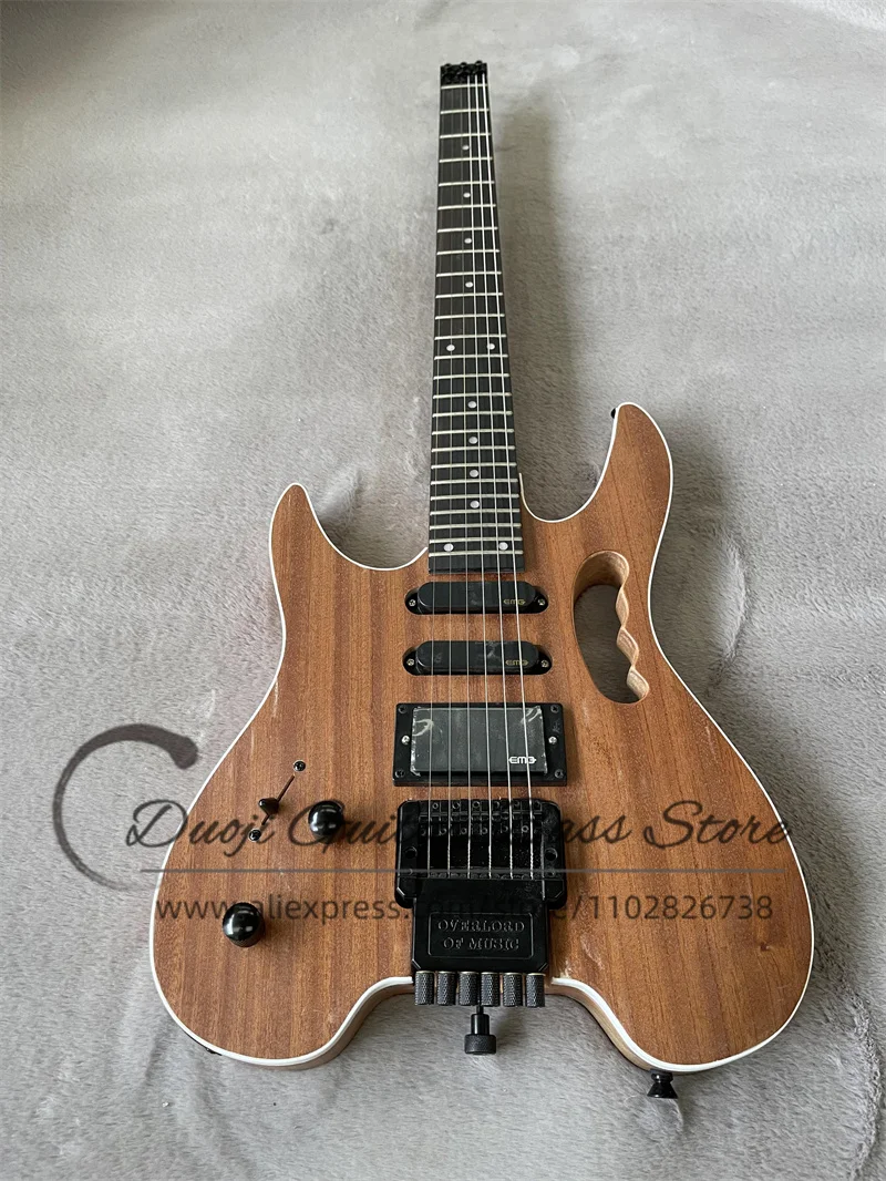 Left Hand Headless Electric Guitar Shabili Veneer Top  SSH pickup Rosewood Frets 22 Frets can be customized