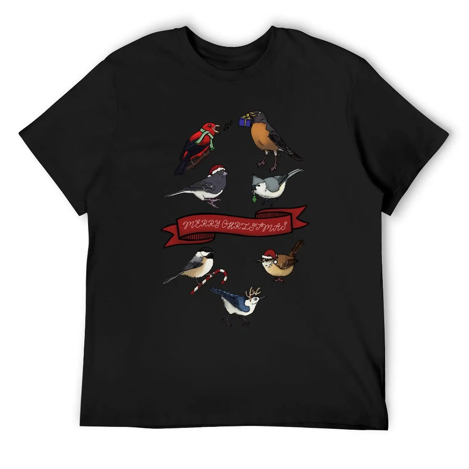 Merry Christmas Birds T-Shirt blacks cheap stuff cotton graphic tees anime figures clothing for men