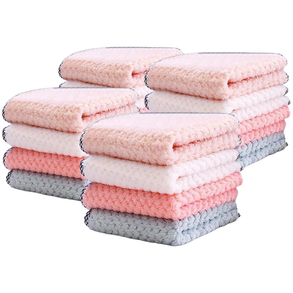 

16 Pcs Hangable Cleaning Towel Towels Multi-function Washcloths Kitchen Dishcloths Tea for Water Absorbing Household Rags