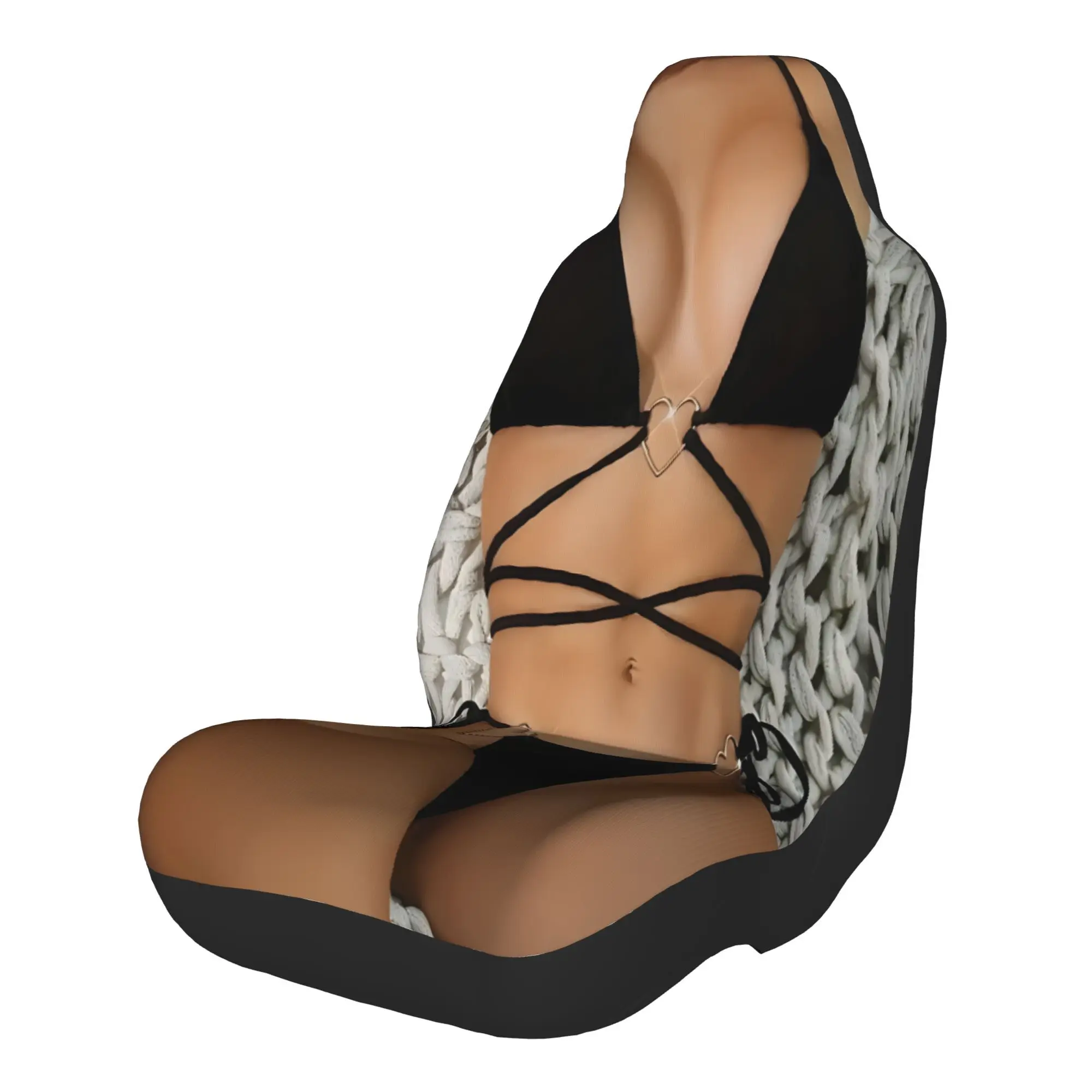 2pcs Of Beautiful Black Heart-Decorated Bikini: Ideal For Beach Outings And Poolside Relaxation. Car Seat Covers That Fit For Al