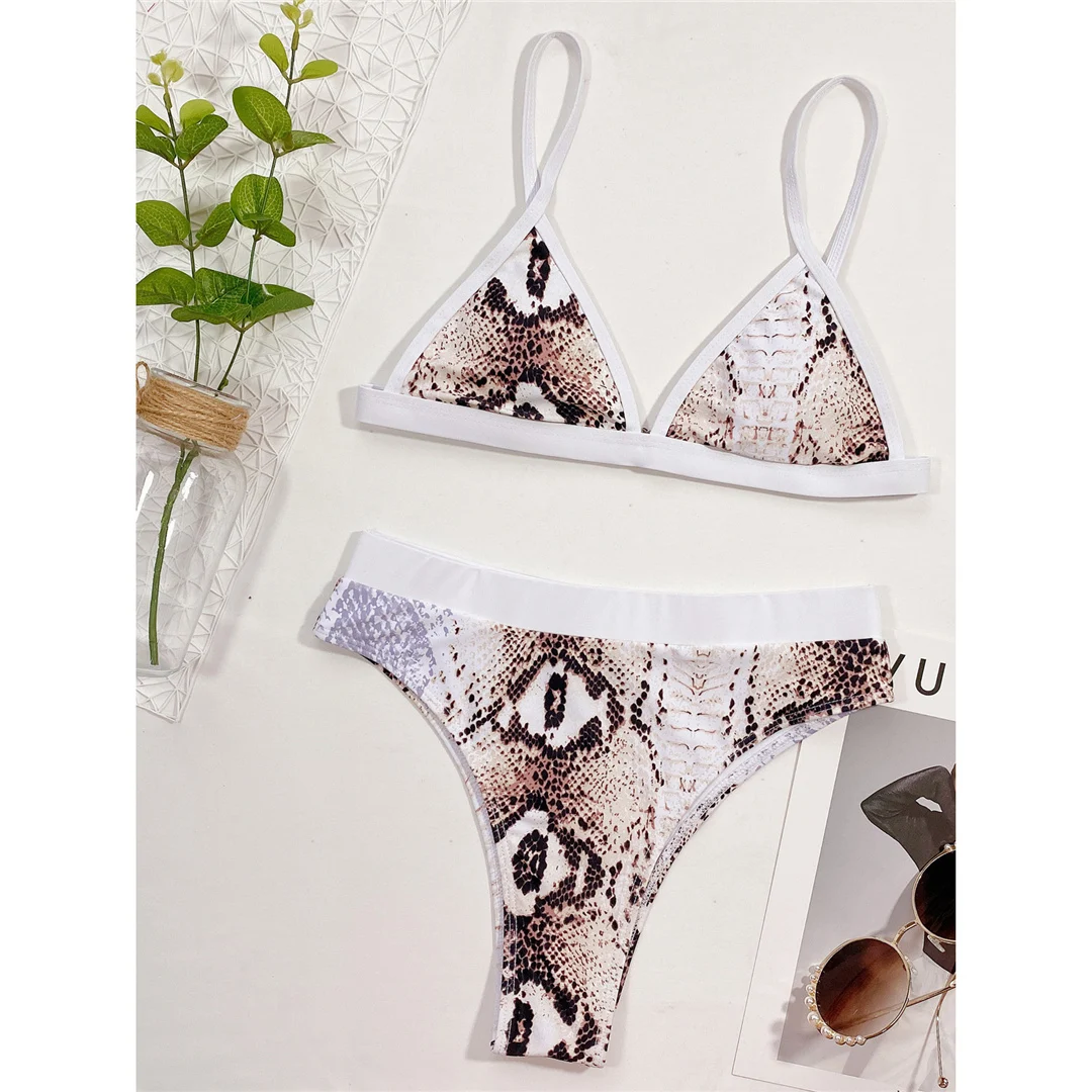 Bikini mit Schlangenhautmuster, hoher Taille, zweiteiliger Badeanzug für Damen, Badebekleidung, Badeanzug, Damenbikini V4204 – Detail 4